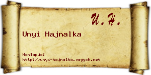 Unyi Hajnalka névjegykártya